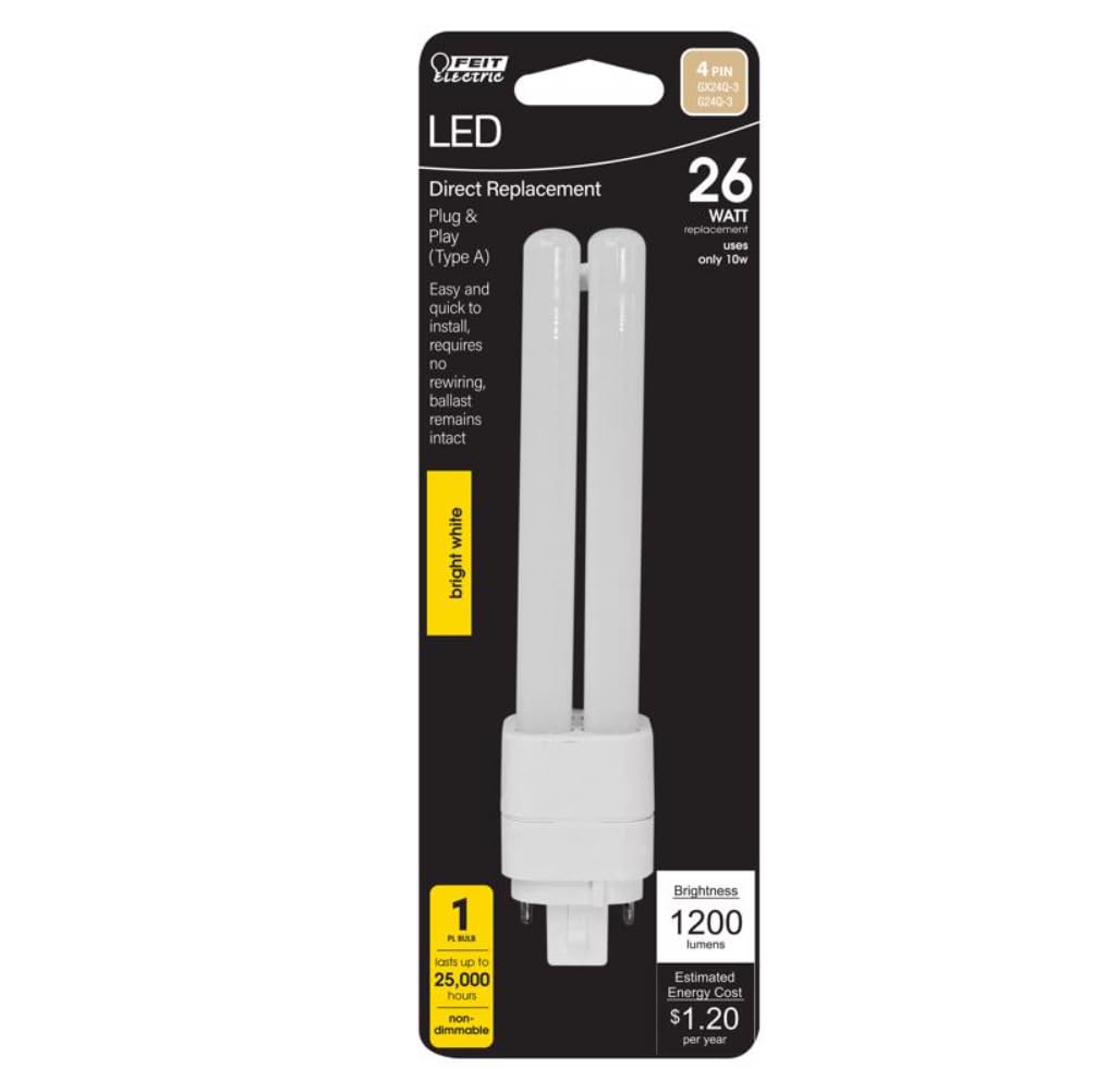 Feit PL GX24Q-3 4-Pin LED Tube Light Neutral White 26 Watt Equivalence 1 pk