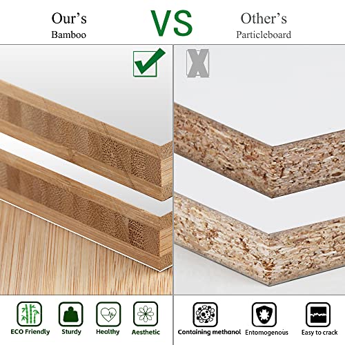 Blanket Ladder, 6 Tier Blanket Holder, 68.9 Inch Tall Blanket Rack, Ladder Shelf Against The Wall, Rustic Bamboo Quilt Rack Stand in Bathroom, Living Room, Bedroom, White