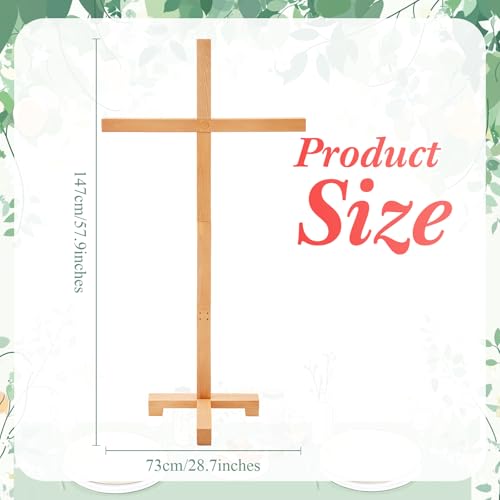 GlikCeil 58'' Extra Large Wood Cross Standing for Outdoor, Large Wall Cross Jesus Christ Catholic Crafted Supplies He Is Risen Ornaments for Wedding Home Office Communion Church