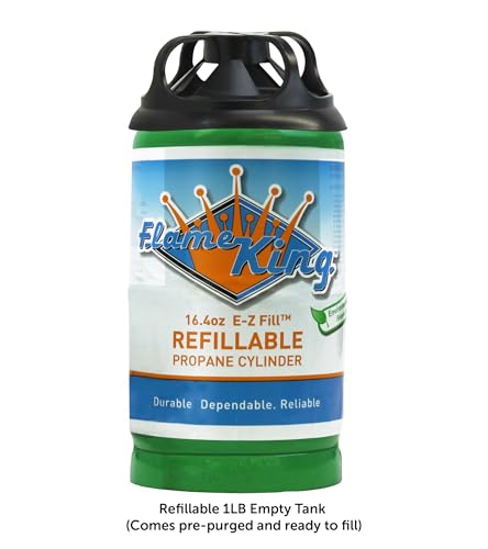 Flame King Refillable 1LB Empty Propane Cylinder Tank - Reusable - Safe and Legal Refill Option - DOT Compliant-16.4 oz (2-Pack), green (YSN164-2)
