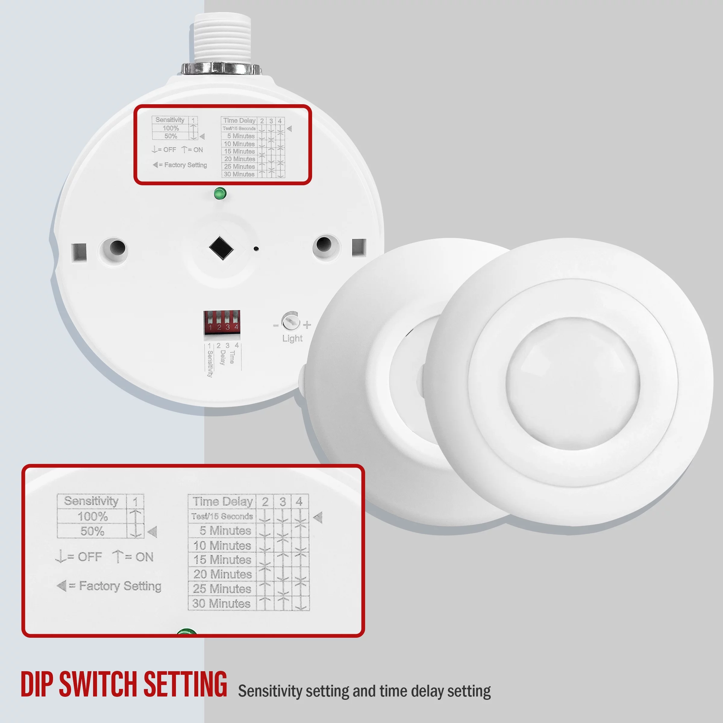 ENERLITES High Bay Ceiling Motion Sensor, Passive Infrared PIR Ceiling Sensor, 360° Field of View, 2800 Sq Ft Coverage, 120-277VAC, Neutral Wire Required, Commercial/Industrial Grade, MPC-50H, White