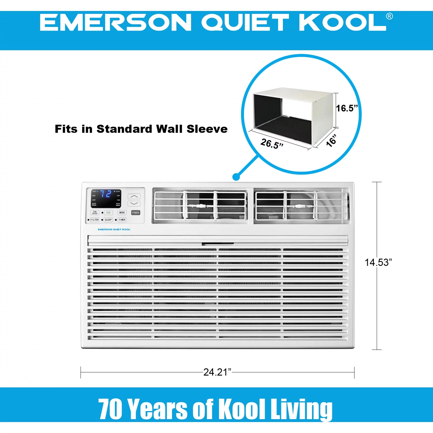 Emerson Quiet Kool 12,000 BTU 115-Volt Through-the-Wall Air Conditioner with Remote, White