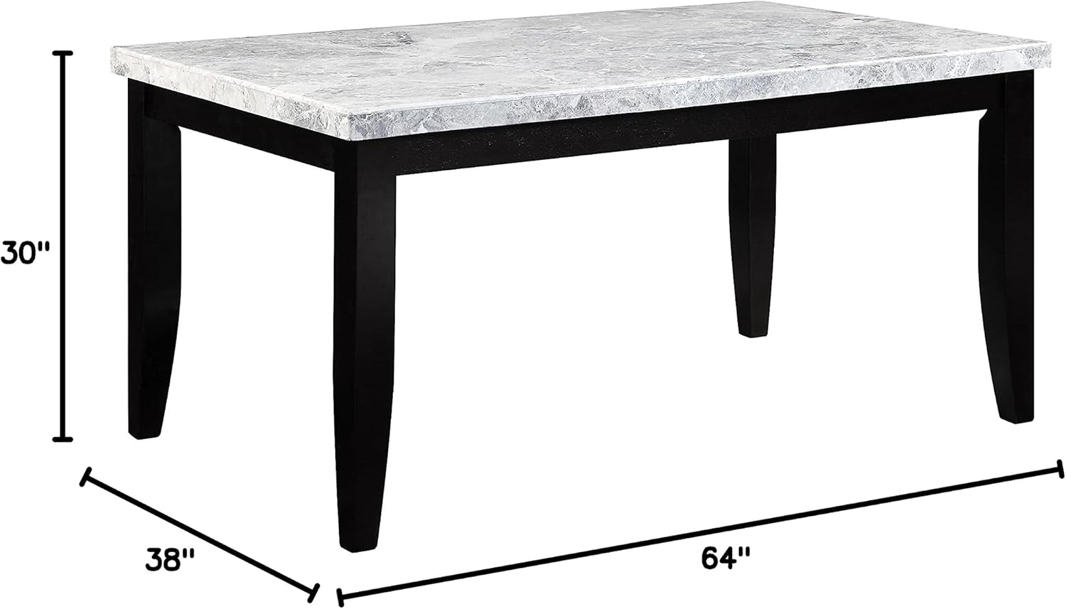 Acme Hussein Rectangular Marble Top Dining Table in Black