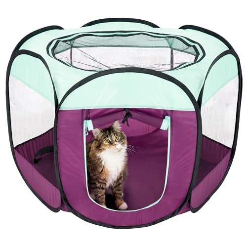 Furhaven Portable Dog Playpen Cat Tent, Pet playground/kennel foldable indoor outdoor zippered puppy crate - Gray, Extra Large