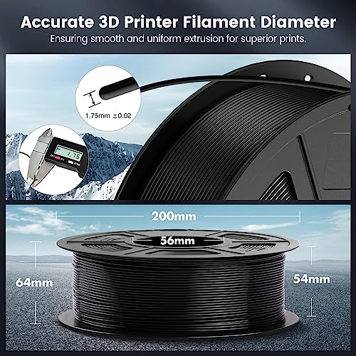 SUNLU 4kg PLA 3D Printer Filament Bundle, Neatly Wound PLA Filament 1.75mm ±0.02mm, Individually Vacuum Packed, 4kg in Total, 1kg per Spool, 4 Pack, 4000g, 4Black