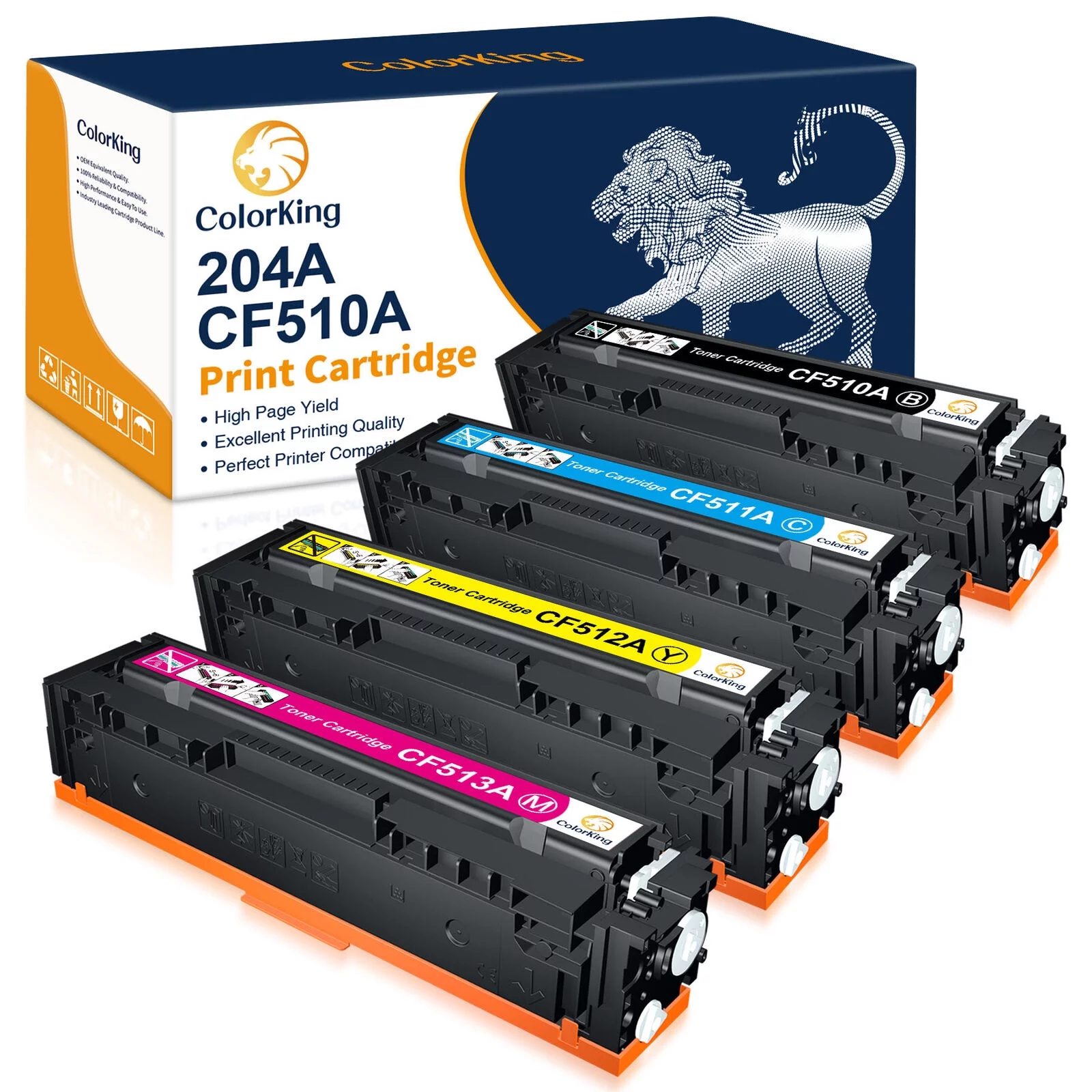 204A Toner Cartridge (1 Black,1 Cyan,1 Yellow,1 Magenta) Works with HP Color Laserjet Pro MFP m180nw M180, M181 Series, Laserjet Pro M154 Series Color King