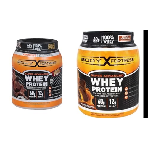Body Fortress 100% Whey, Premium Protein Powder, Chocolate, 1.78lbs (Packaging May Vary) & 100% Whey, Premium Protein Powder, Strawberry, 1.78lbs (Packaging May Vary)