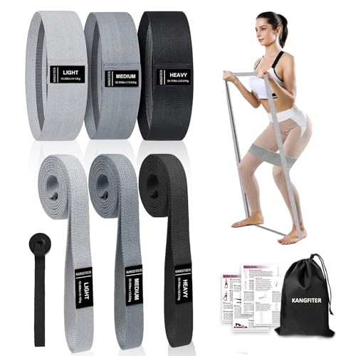 Long and Short Fabric Resistance Bands with Door Anchor 7 PCS, Non-Slip Stretch Booty Bands for Working Out Women & Men, Loop Exercise Elastic Bands for Home Physical Therapy Yoga Pilates