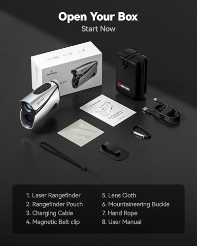 REDTIGER OLED Range Finder Golf with Slope, 1200 Yards Laser Rangefinder Golfing, 7X Magnification Range Finder Golf Magnetic, Flag Lock Vibration & Rechargeable