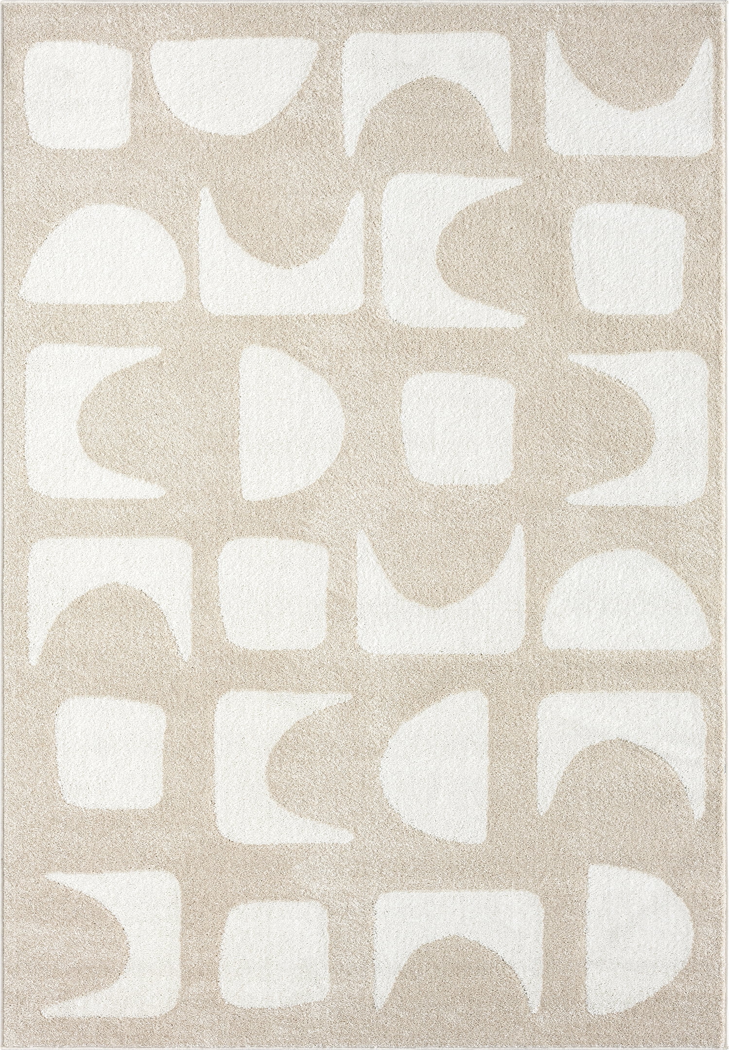 Abani Nuevo Collection Area Rug Mid Century Modern Bedroom Living Room Decor Floor Rug 6 x 9 Beige Cream