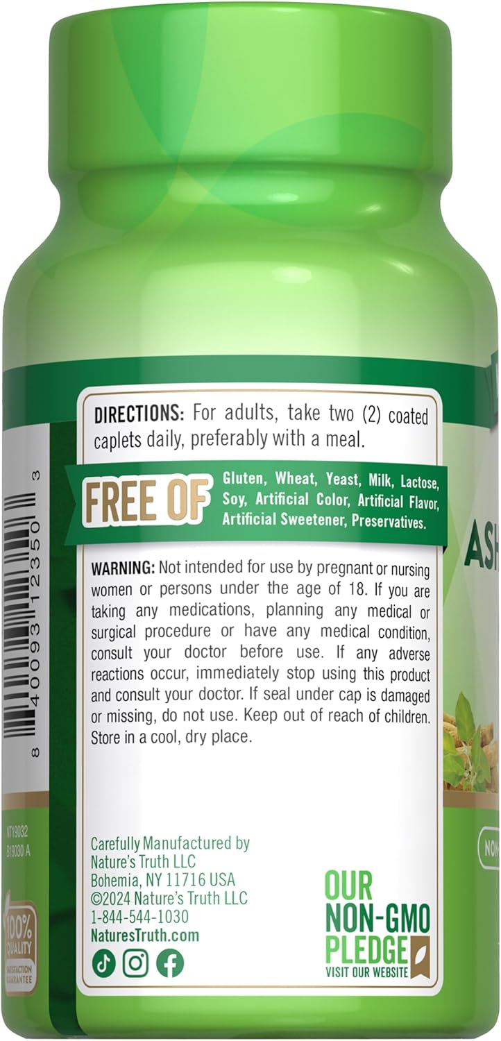 Nature's Truth KSM-66 Ashwagandha | 60 Capsules | with L-Theanine | Non-GMO & Gluten Free Supplement