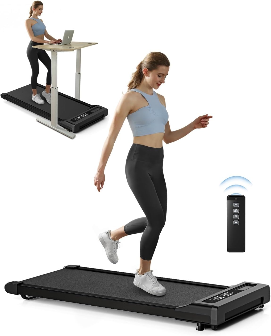 Walking Pad Under Desk Treadmill for Home Office with Remote Control, 2 in 1 for Walking and Jogging, Portable Walking Pad Treadmill Under Desk, Desk Treadmill in LED Display.