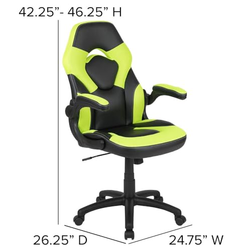 Flash Furniture X10 High-Back LeatherSoft Racing Style Gaming Chair with Flip-Up Arms, Ergonomic Padded Swivel Computer Chair, Blue/Black