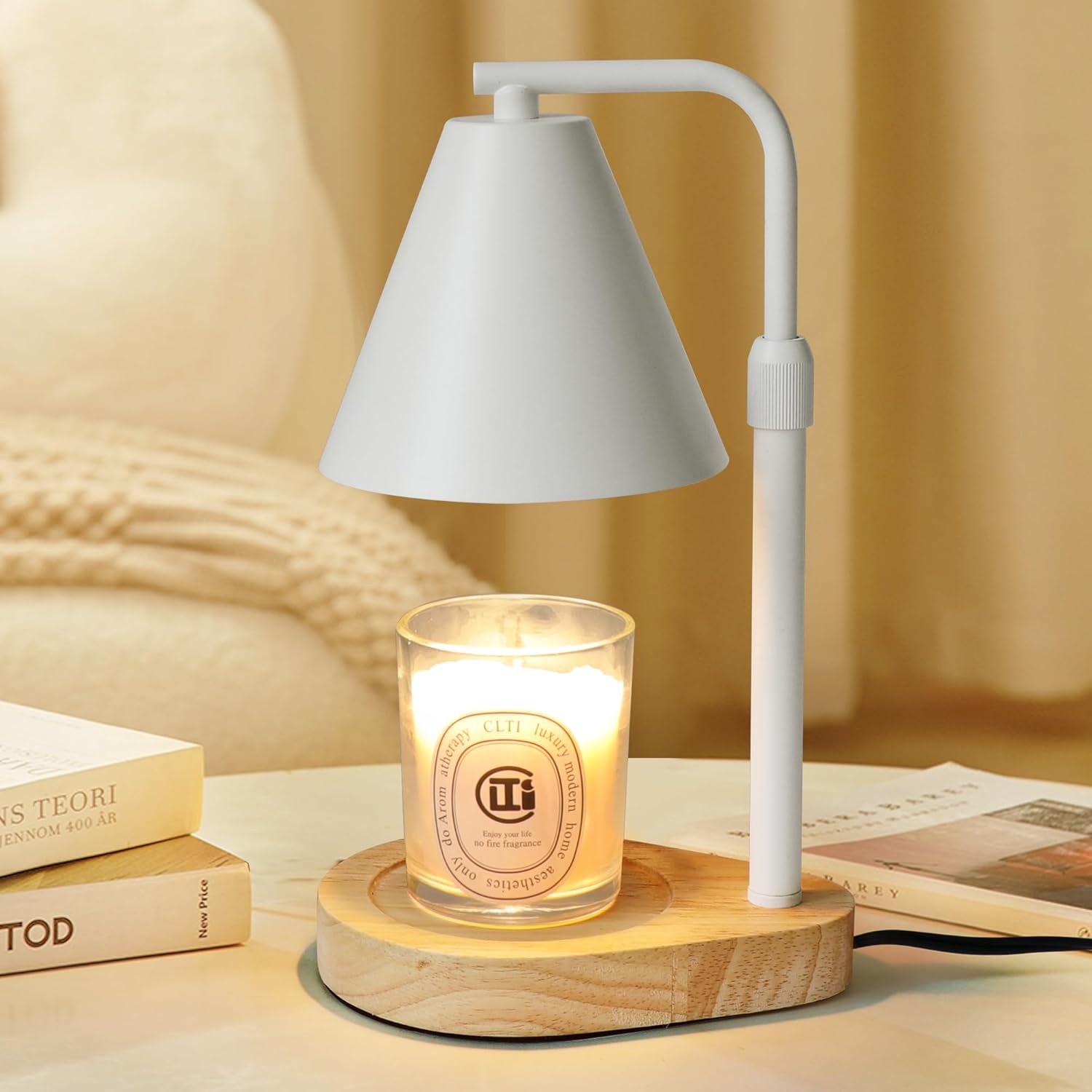 Candle Warmer Lamp with Timer, Adjustable Height Dimmable Candle Warmer with 2 Bulbs, for Mom, House Warming Gifts New Home Bedroom Decor Dimmable Candle Lamp Warmer for Scented Wax