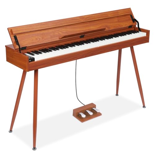 88 Key Weighted Digital Piano,Wooden Electric keyboard Piano Transforms Between Desk and Vanity,Full-size Piano keyboard with Hammer-Action for Beginners with Triple Pedal,Supports USB-MIDI Connecting