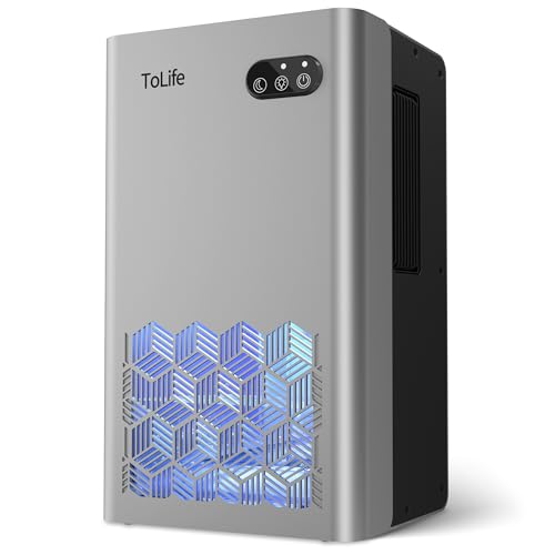 Dehumidifier for Bedroom Bathroom Basements, Dehumidifier with 2 Working Mode, Auto Shut Off, 7 Colors LED Light, Black