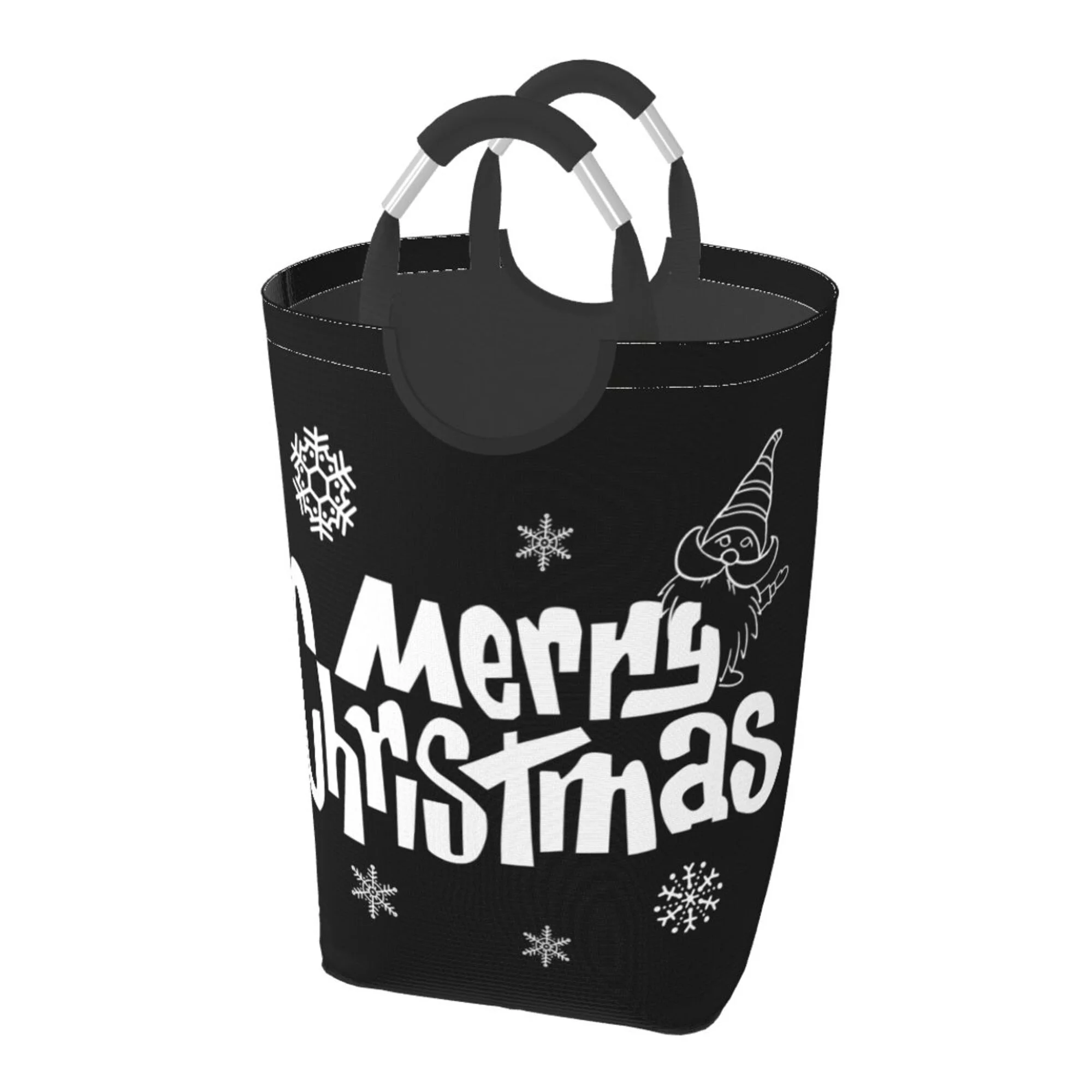 TEQUAN 50L Large Rectangular Laundry Hamper with Aluminum Handles, Christmas Winter Prints Waterproof Foldable Dirty Clothes Basket