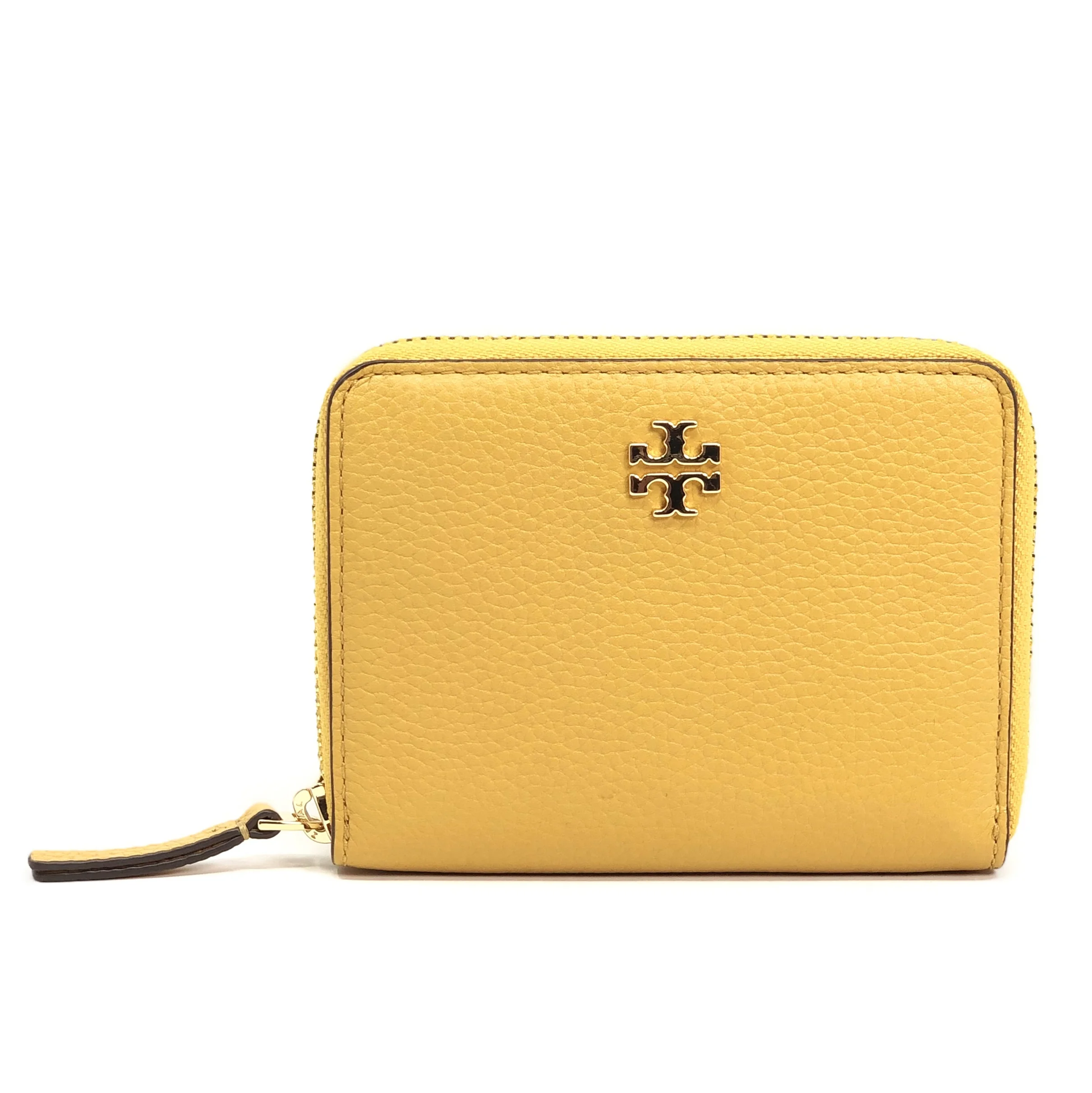 Tory Burch Carter Pebbled Leather Zip Around Mini Wallet (Solarium)