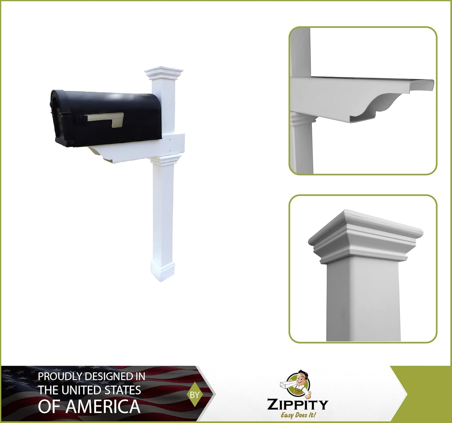 Zippity Outdoor Products ZP19013 Classica Mailbox Post, White