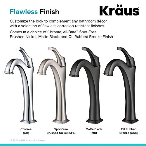 KRAUS KVF-1200BG Arlo™ Brushed Gold Tall Vessel Bathroom Faucet with Pop-Up Drain