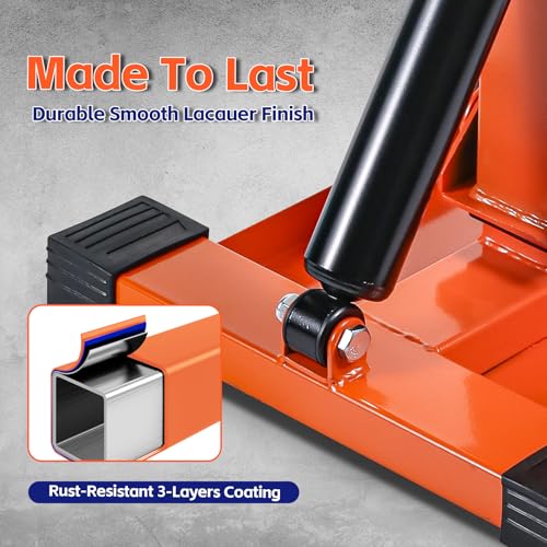 Adjustable Dirt Bike Stand Lift Heavy-Duty Motorcycle Jack Stand with Tool Trays – Powersports Stand for Dirtbike, ATV, Motorcycle -Hoist Table for Dirt Pit Bike Repair, Maintenance-1000LBS Capacity