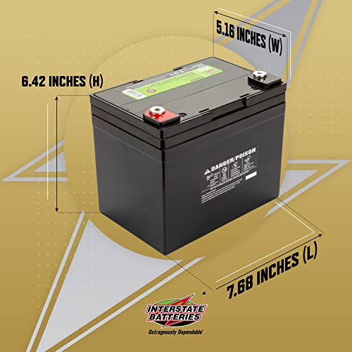 Interstate Batteries 12V 35AH Sealed Lead Acid (SLA) AGM Deep Cycle Battery (DCM0035) Insert Terminals