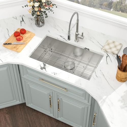 Kichae 12“ Deep Laundry Sink Undermount - 24 Inch Black Undermount Utility Sink Stainless Steel Single Bowl Under Counter Handmade Laundry Utility Room Basin