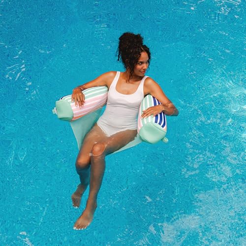 Big Joe Noodle Sling, No Inflation Needed, Pool Float with Armrests, Quick Draining Fabric, Cup Holder