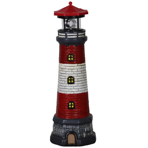 Solar Lighthouse Outdoor, Solar Lighthouse with Rotating LED Lights Waterproof Lighthouse Statue for Garden Yard Outdoor Decor, 4.7x4.7x14.8