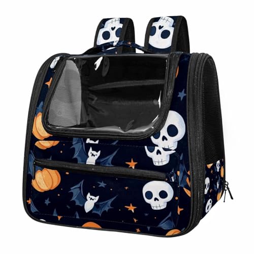 Airline Approved Soft Sided Pet Carrier, Halloween+Skulls+Pumpkins+Bats (8) Pet Travel Bag for Cats & Dogs, Durable, Breathable Pet Travel Bag for Airplane, Car & Train