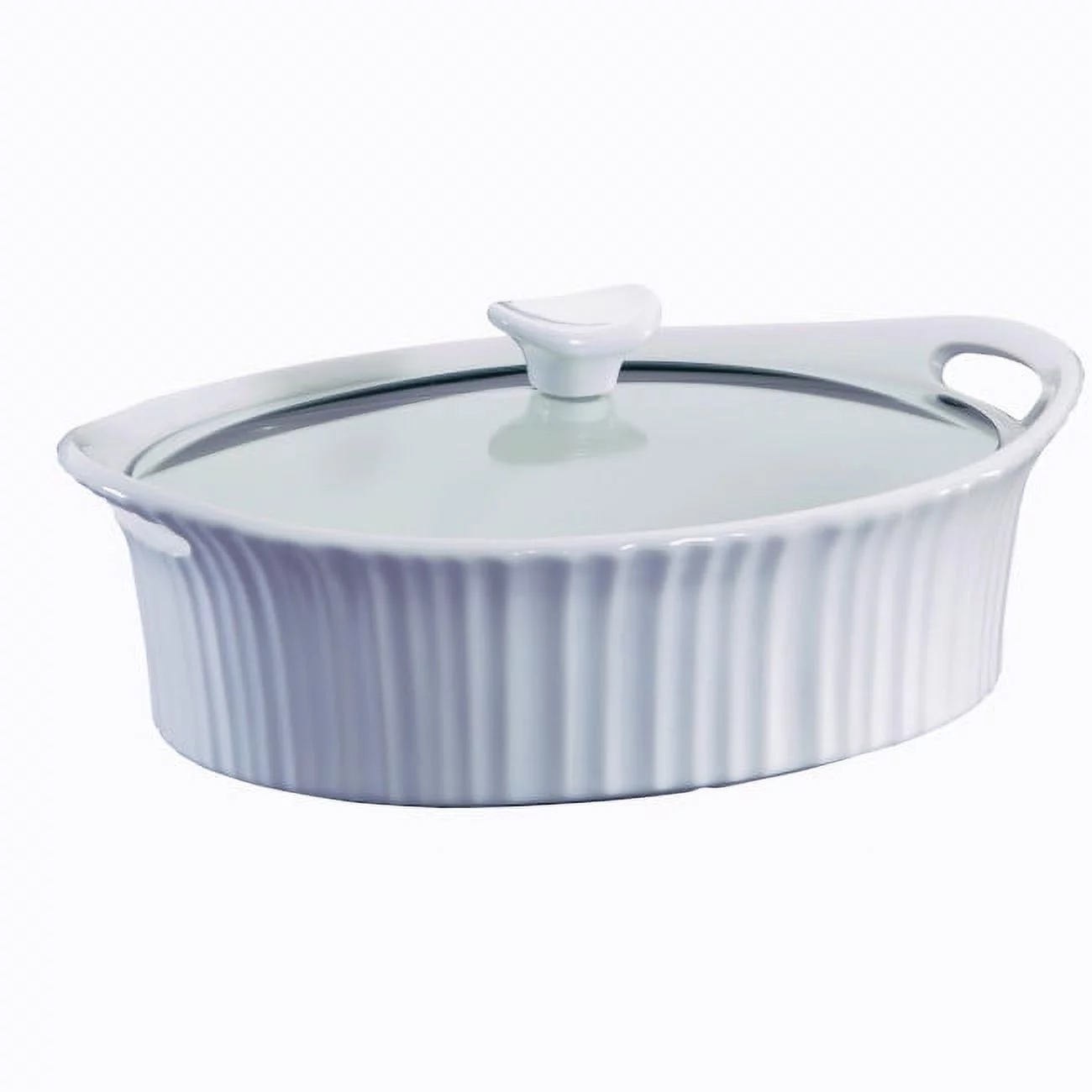 CorningWare French White, Oval Casserole with Glass Lid, 2.5 Quart