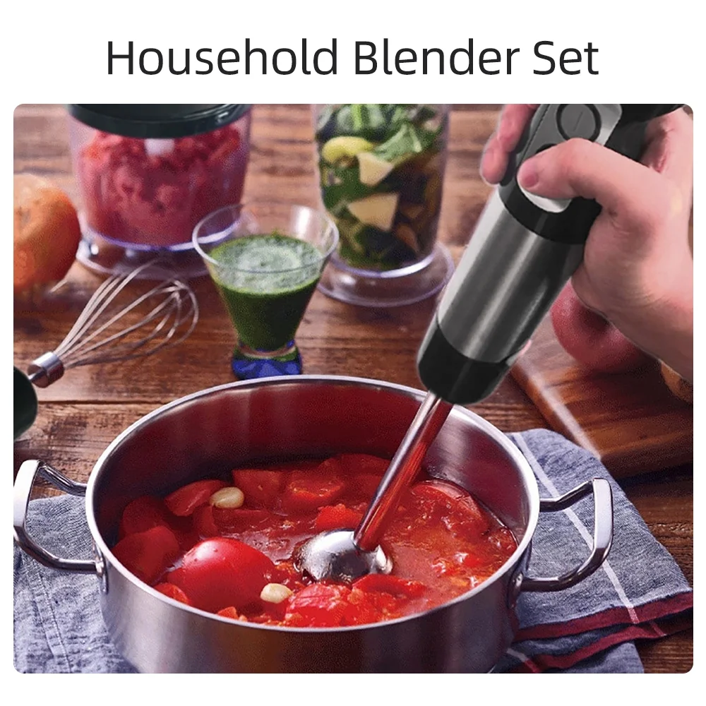 Anself Blender Five Pieces Home 500W Big Power Cooking Machine Handheld Whisk Crush Rod Grinding Cup Meat Grinder Bowl Combination Food Supplement Juicer