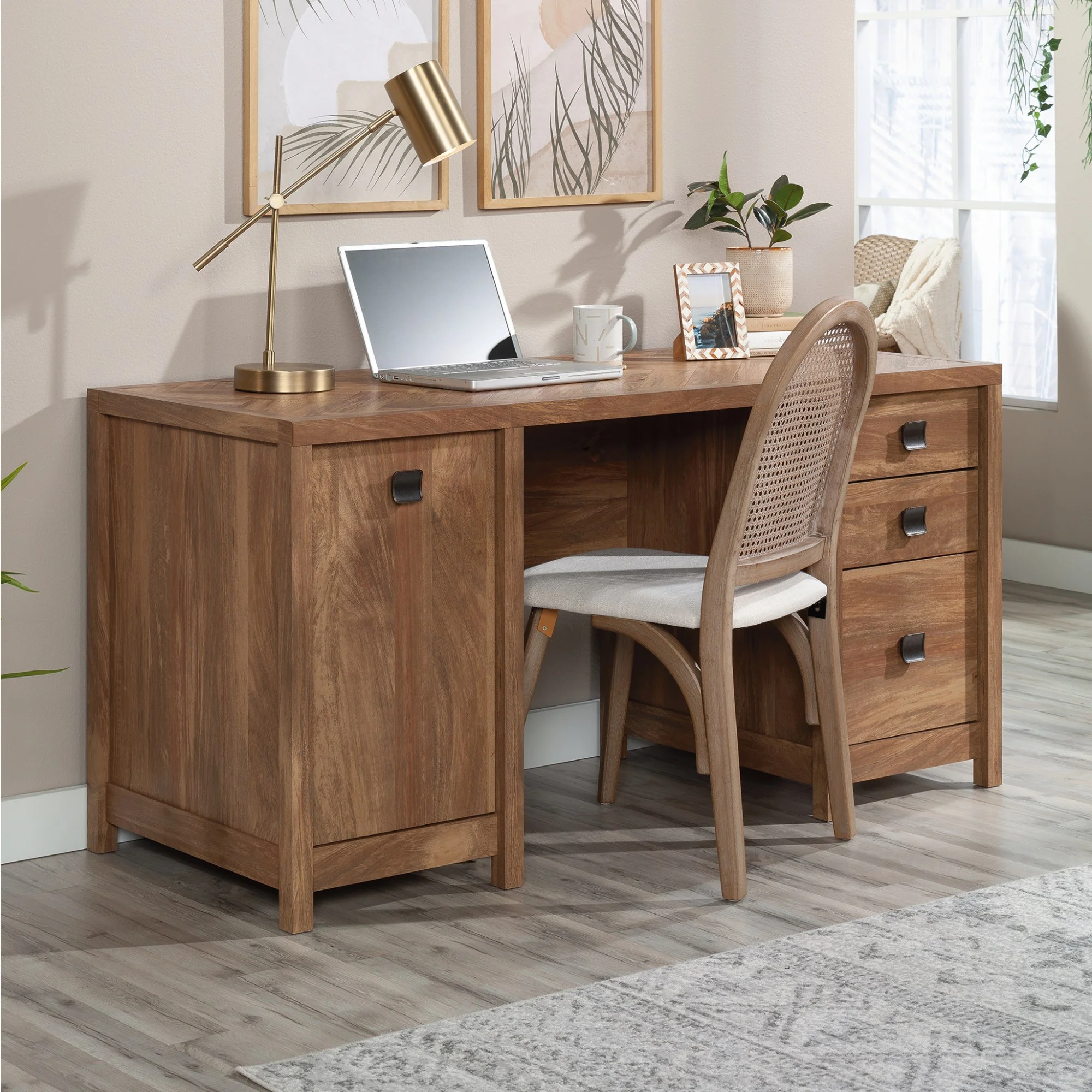 Sauder Cannery Bridge Engineered Wood Computer Desk  in Sindoori Mango/Brown