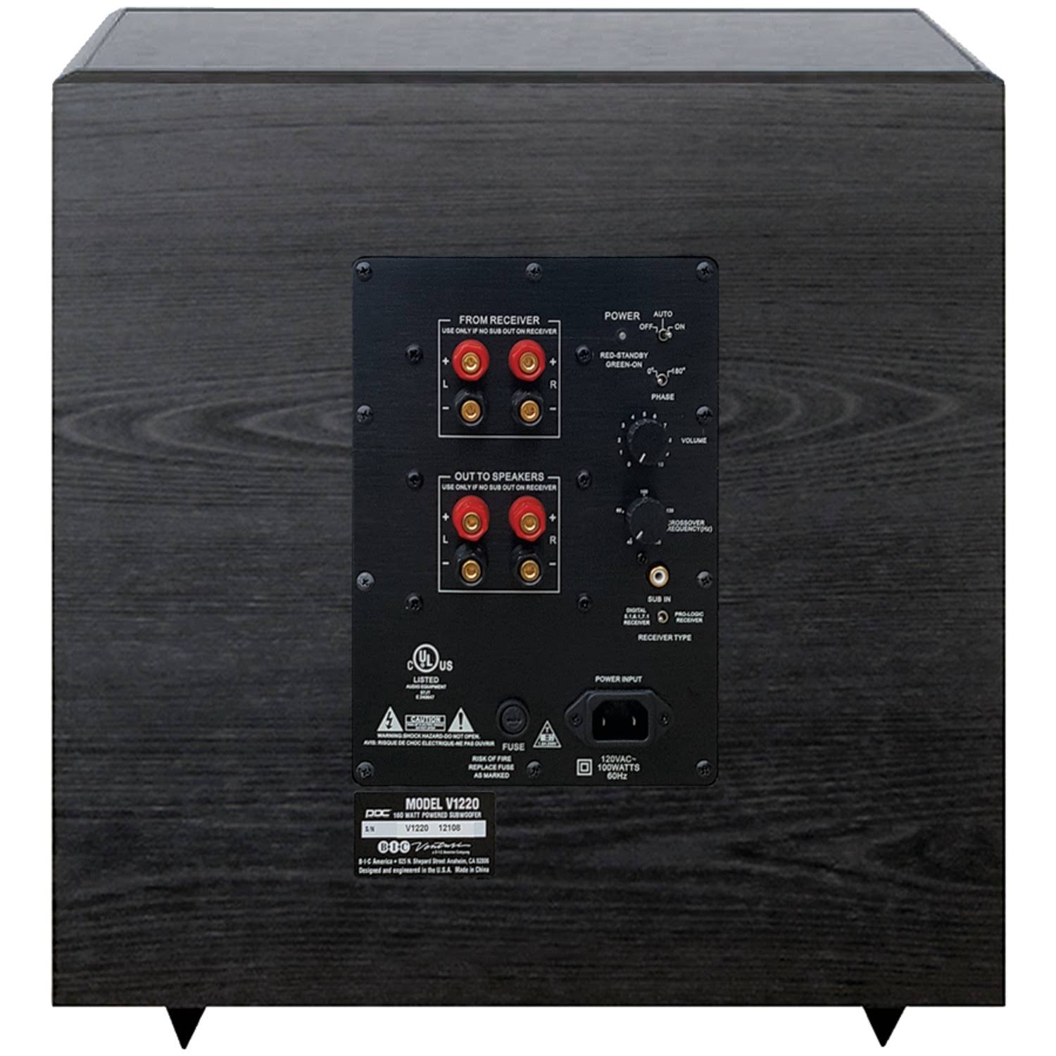 BIC America Venturi V1220 Subwoofer - 12x22 - Black