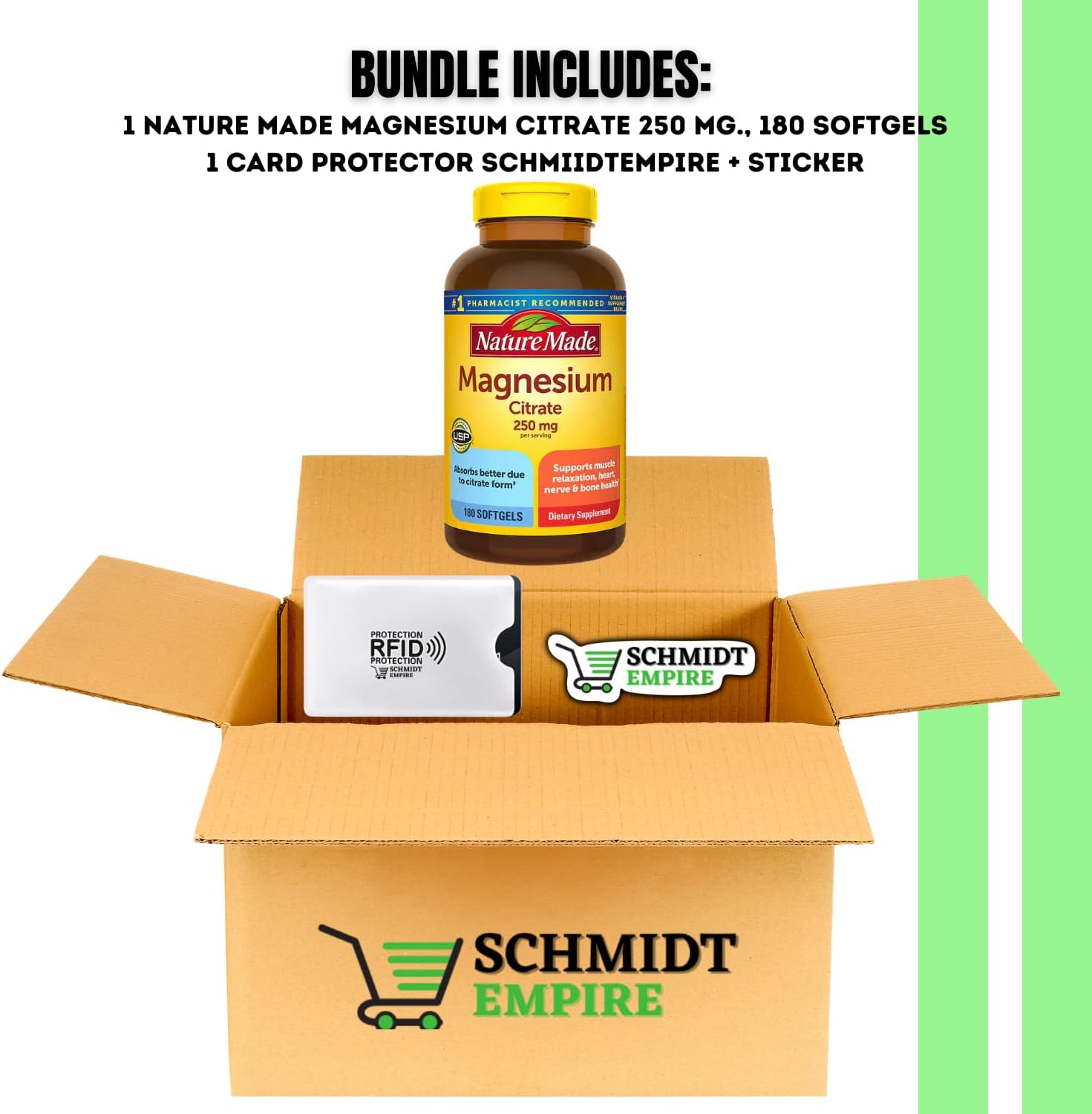 Nature Made Magnesium Citrate 250 mg Supplement, 180 Count Softgels (Pack of 1)