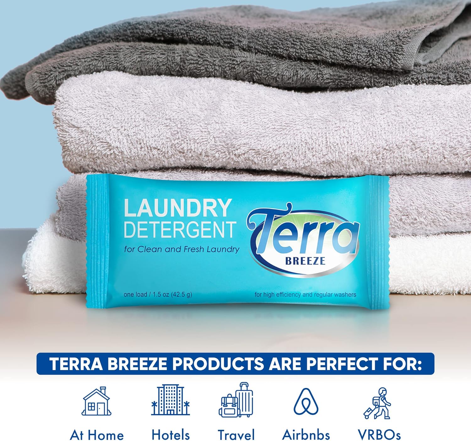 Terra Breeze Laundry Detergent Powder - 1.5 oz Individually Wrapped Packet (Case of 50)
