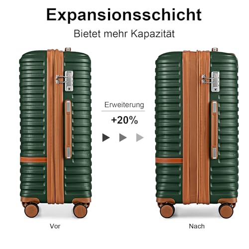 Joyway Carry On Luggage 20 Inch Expandable Suitcase with Spinner Wheel, 4 Piece Hard Shell Luggage Set with TSA Lock(White brown)