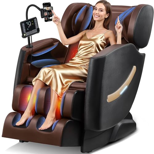 2025 Massage Chair Full Body - Zero Gravity Massage Chair Recliner for Fatigue w/Heating, Air Pressure Massage, 6 Auto Mode, 10 Rollers, Footrest, Bluetooth, Time, Gift for Parents & Seniors （Black）