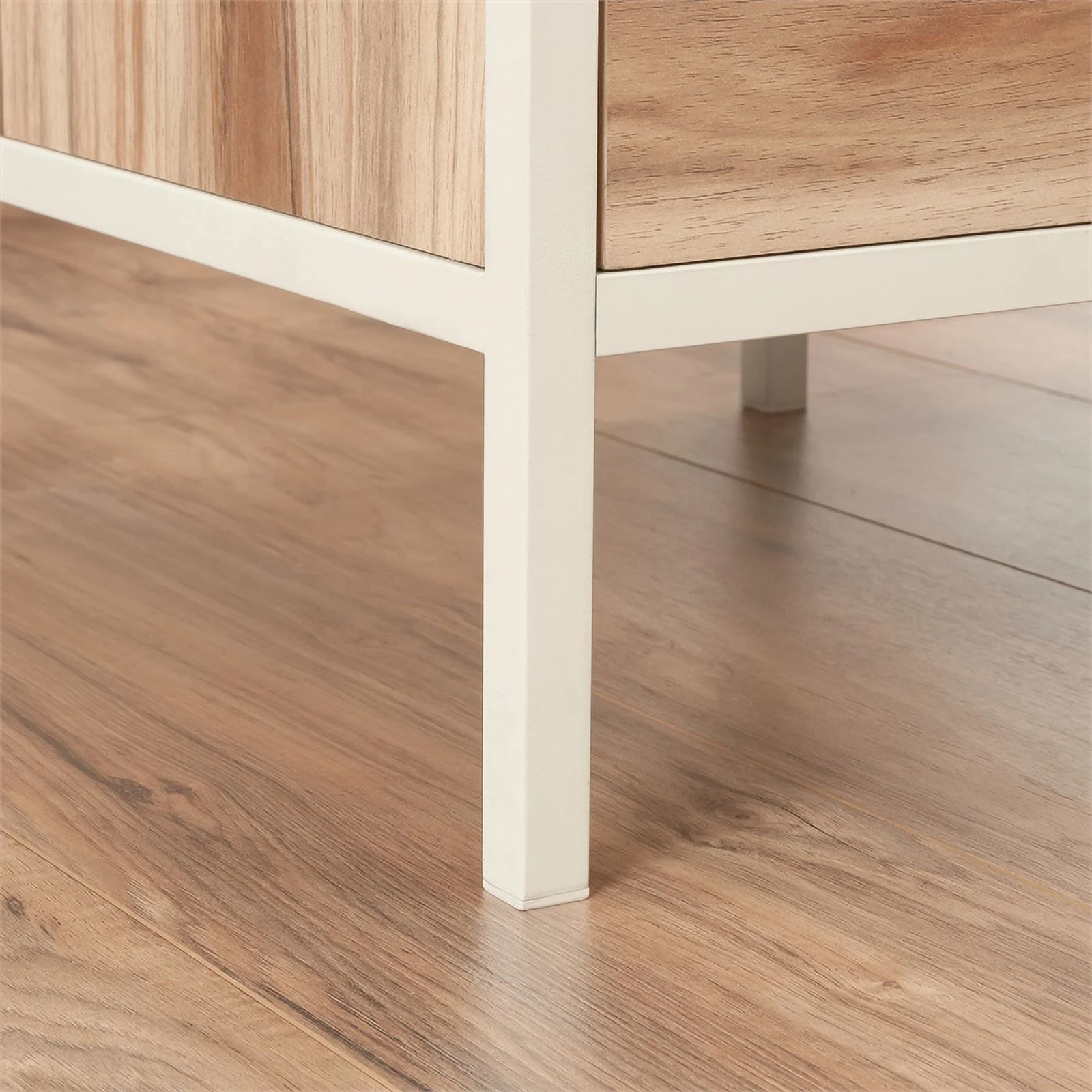 Pemberly Row Engineered Wood L-Desk in Kiln Acacia / Brown Finish
