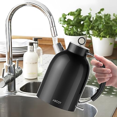ASCOT Electric Kettle, Electric Tea Kettle Hot Water Kettle Stainless Steel Kettle 1.5L 1500W Tea Heater & Boiling Water, Auto Shut-Off and Boil-Dry Protection (Polished Silver)