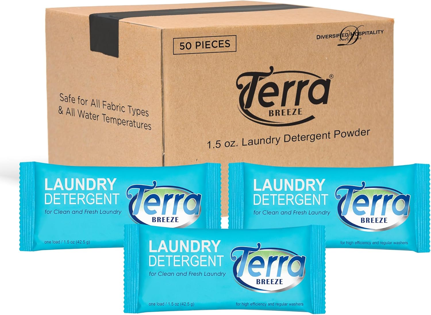 Terra Breeze Laundry Detergent Powder - 1.5 oz Individually Wrapped Packet (Case of 50)