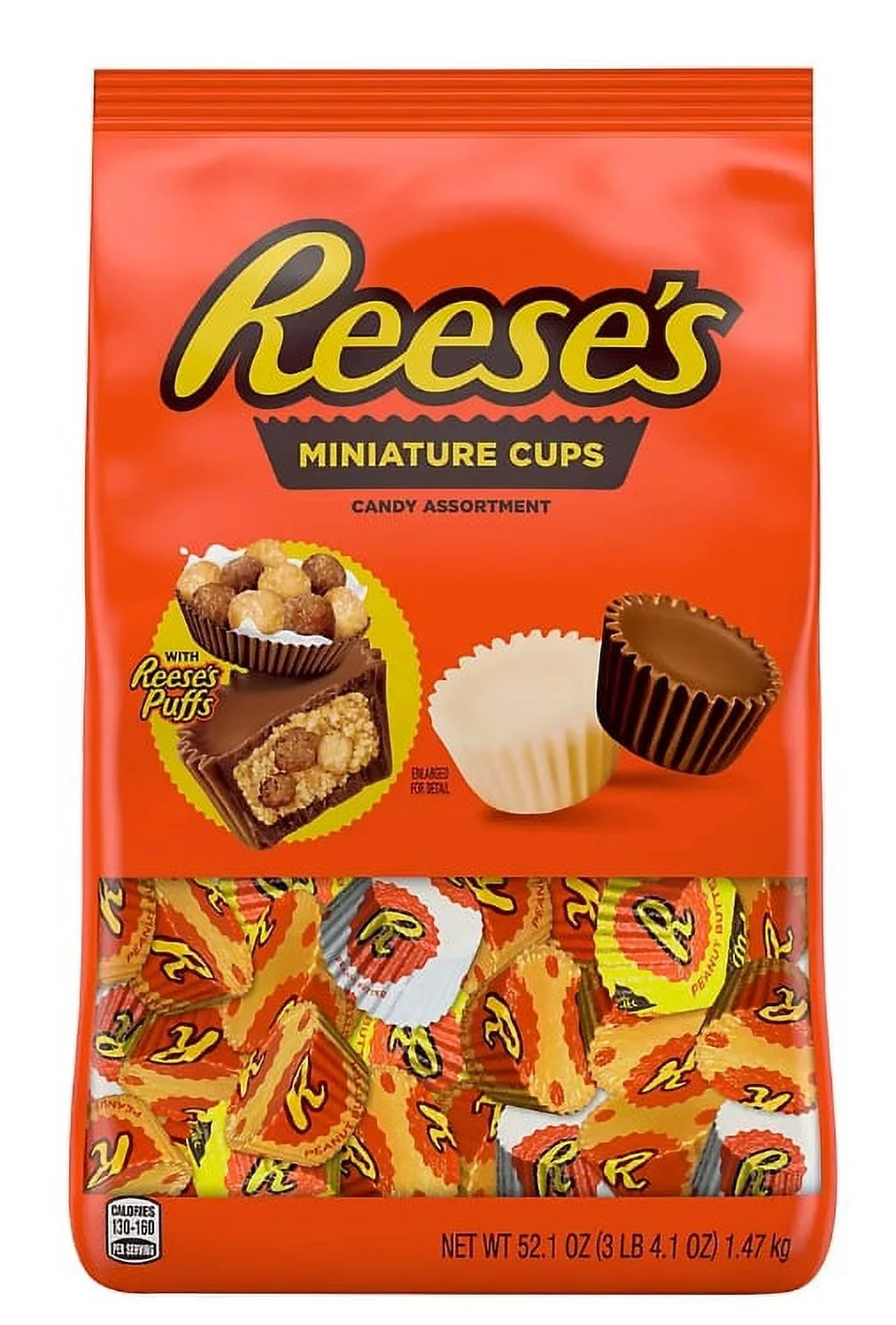 Reese's Miniatures Milk Chocolate, Dark Chocolate, and White Creme Peanut Butter Cups, 52.1 oz.