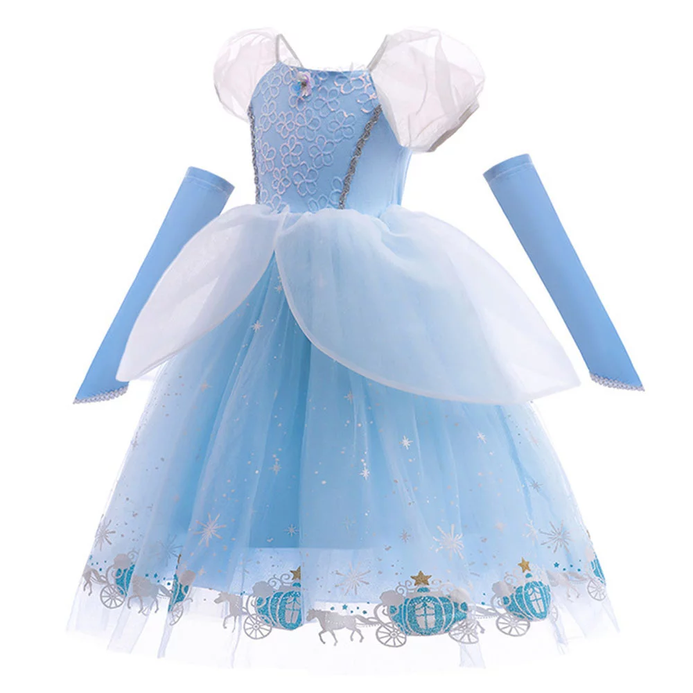 Girls Cinderella Costumes Halloween Princess Dress Up Fancy Birthday Party Ball Gown