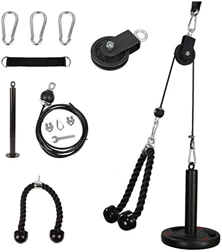 Cable Pulley System Home Gym, LAT Pull Down Weight Pulley System Gym Fitness DIY Loading Pin Weight Lifting Triceps Rope Workout Adjustable Length Pulley Cable Machine Attachments for Home Gym