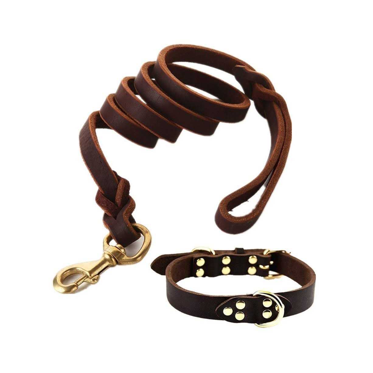 FAIRWIN Leather Dog Leash 6 Foot Braided Heavy Duty Training Leash for Large Medium Small Dogs - Pet Supplies online store