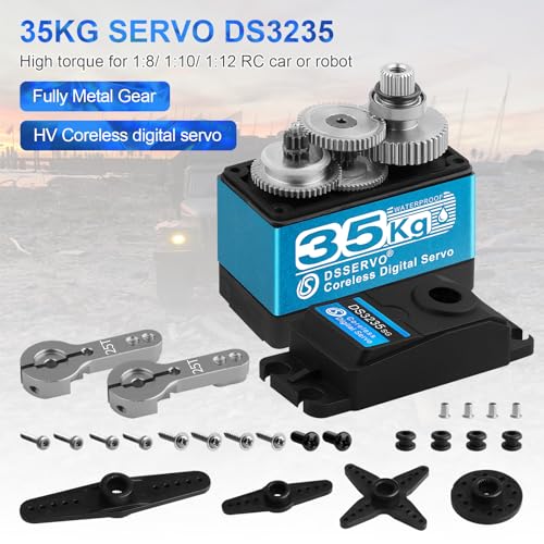 35KG High Torque Coreless Motor Servo Waterproof Metal Gear Digital and Stainless Steel Gear Servo with 25T Servo Arm for Robotic DIY,RC Car Angle 180 FT5330M