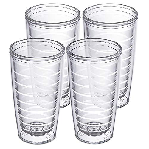 Homestead Choice 16oz Insulated Tumblers Plastic Keeps Drinks Cold & Hot, 4pack Double Walled Clear Insulated Drinking Glasses Cup, BPA-Free, Dishwasher Safe Reusable, Camping,Travel, Kitchen, Party