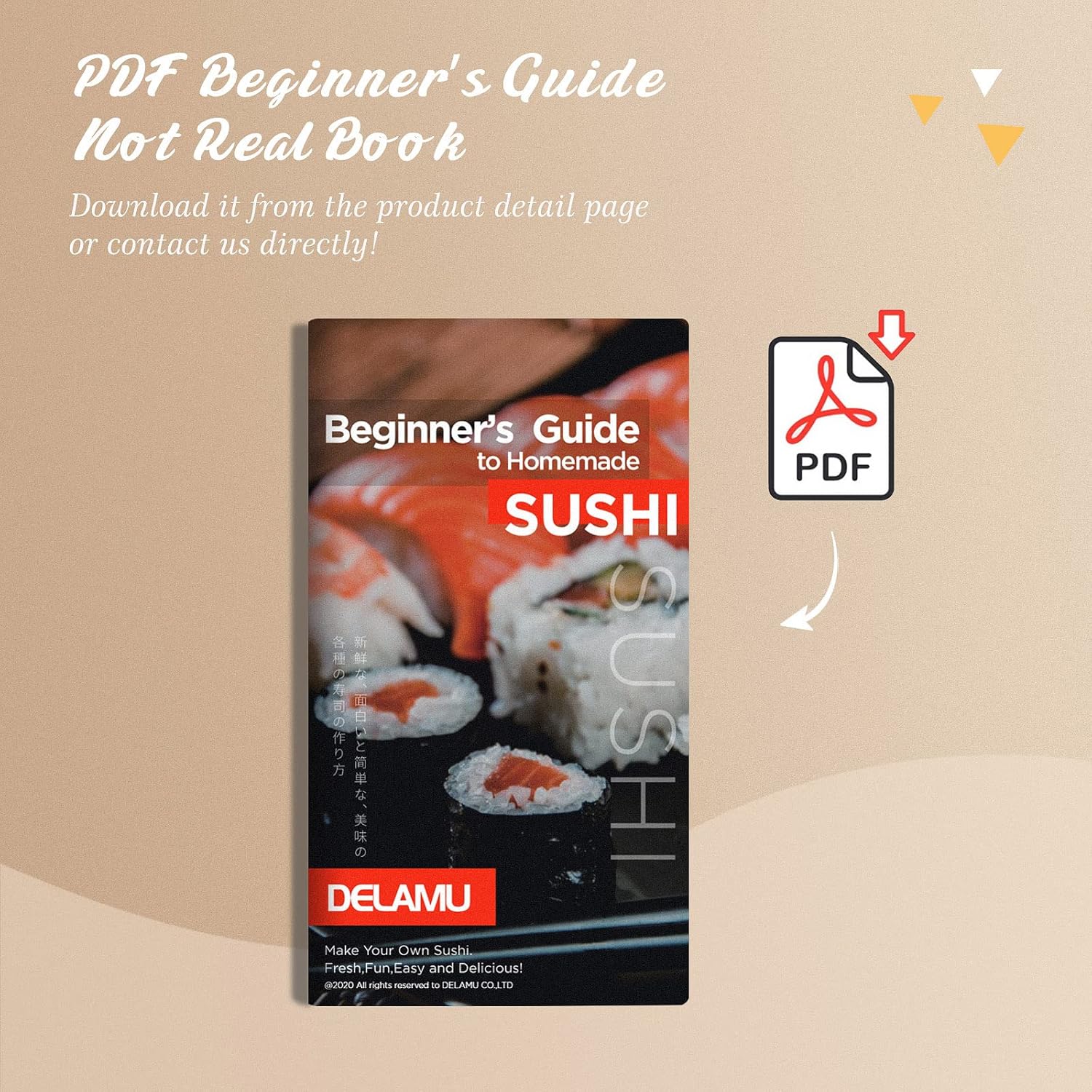 Delamu Sushi Making Kit, Bamboo Sushi Mat, Including 2 Sushi Rolling Mats, 5 Pairs of Chopsticks, 1 Paddle, 1 Spreader, 1 Beginner Guide PDF, Beginner Sushi Kit, Sushi Plates