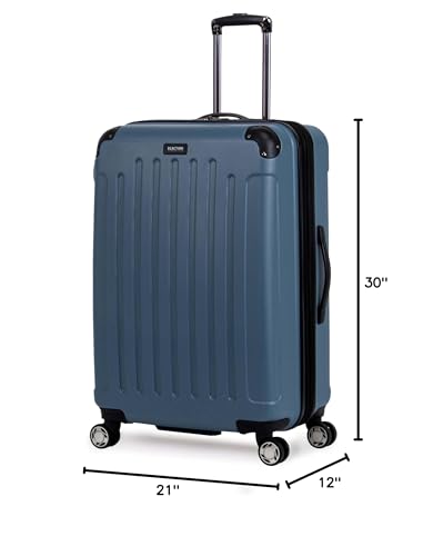 Kenneth Cole REACTION Renegade Luggage Expandable 8-Wheel Spinner Lightweight Hardside Suitcase, Navy Blue, 20-Inch Carry On