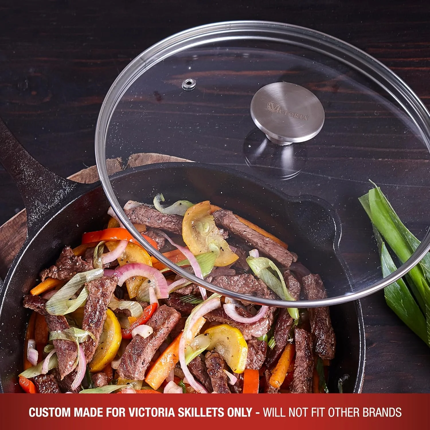 Victoria Round 10-Inch Glass Lid for Cast-Iron Skillet or Pan, Custom Made for Only Victoria Brand, Diameter 9.5-Inch 10 Inch